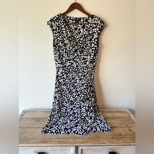 Lauren Ralph Lauren White and Blue Dress With Polka Sots Size 10